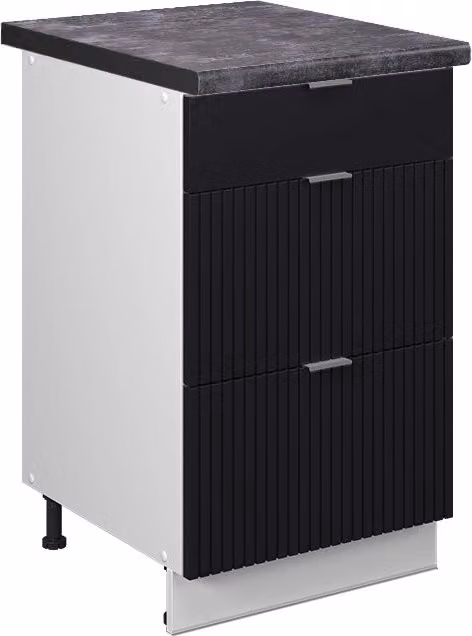 Mobiletto base per cucina Fame-Line Nero rigato/Bianco 50 cm, PL Antracite Vicco