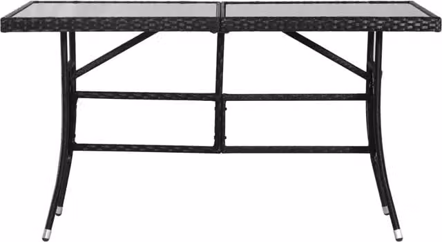 Tavolo da giardino rettangolare in polyrattan e vetro nero L: 140 cm, P: 80 cm, H: 74 cm