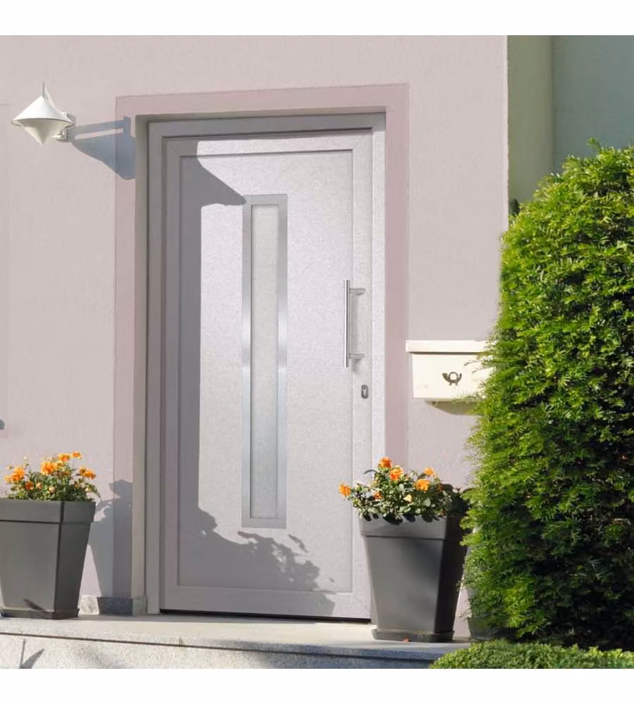 Porta di Ingresso Moderna vidaXL Bianca con Inserti in Vetro L: 98 cm, H: 190 cm – 1