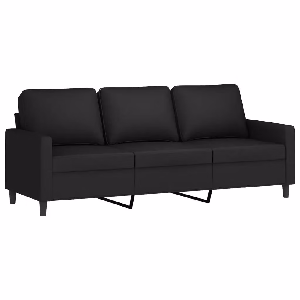 Divano a 3 posti moderno vidaXL in velluto nero con struttura in metallo L: 198 cm, P: 80 cm, H: 77 cm – 2