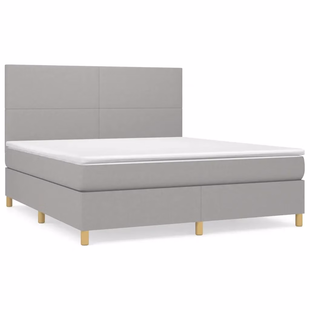 Letto Ibrido con Giroletto a Molle e Materasso vidaXL, Grigio Chiaro e Bianco, L/P: 160 x 200 cm – 2