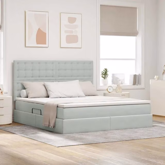 Letto con contenitore LED e materasso Grigio Chiaro 3372801