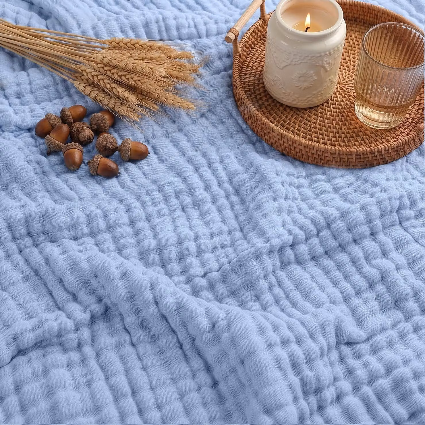 Elzusha - Coperta in mussola di cotone al 100%, ideale per tutto l'anno