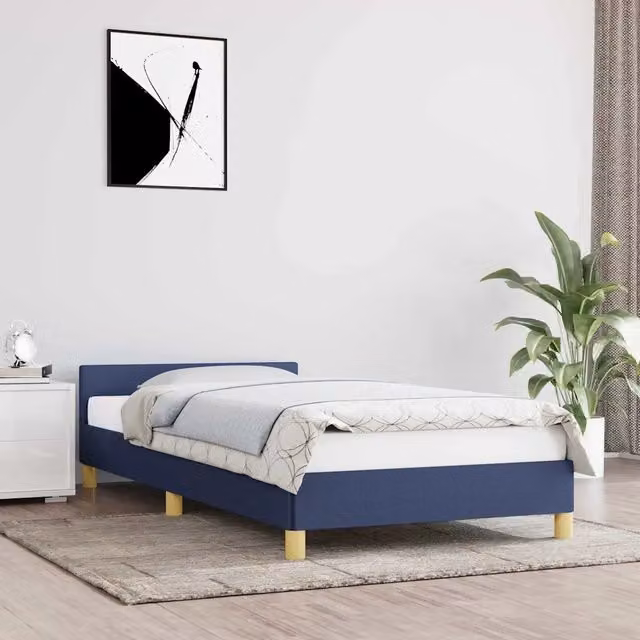 Letto con testiera imbottita vidaXL in tessuto blu 90x190 cm