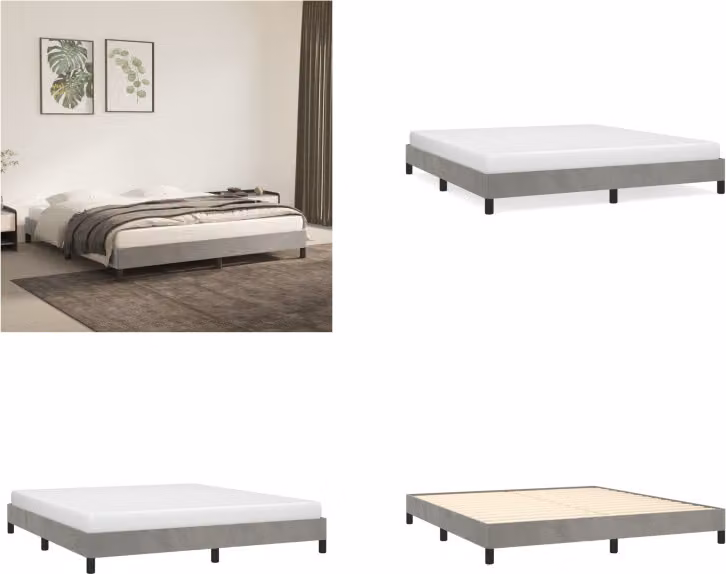 vidaXL Struttura letto grigio chiaro 160x200 cm in velluto - Struttura letto - Cornici letto - Struttura letto - Letto