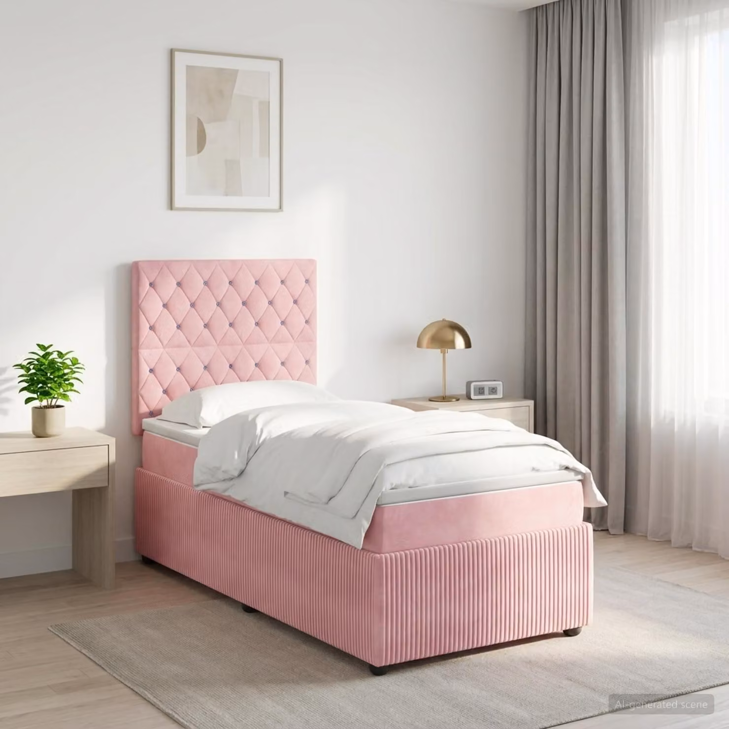 Maison Exclusive - Letto boxspring a LED con materasso Rosa 100 x 200 cm in velluto