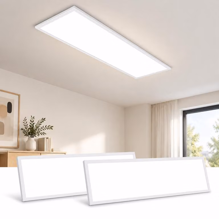 Pannello LED ZMH 2ER, 120x30 cm, lampada da soffitto dimmerabile, lampada piatta per soggiorno, 18,5W, con telecomando, temperatura di colore regolabile, ideale per camera da letto, cucina, ingresso, colore bianco
