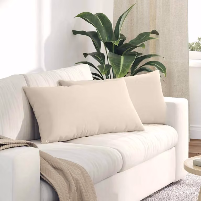 Set di 2 cuscini da divano vidaXL in tessuto beige con fodera rimovibile, L 80 cm x P 40 cm
