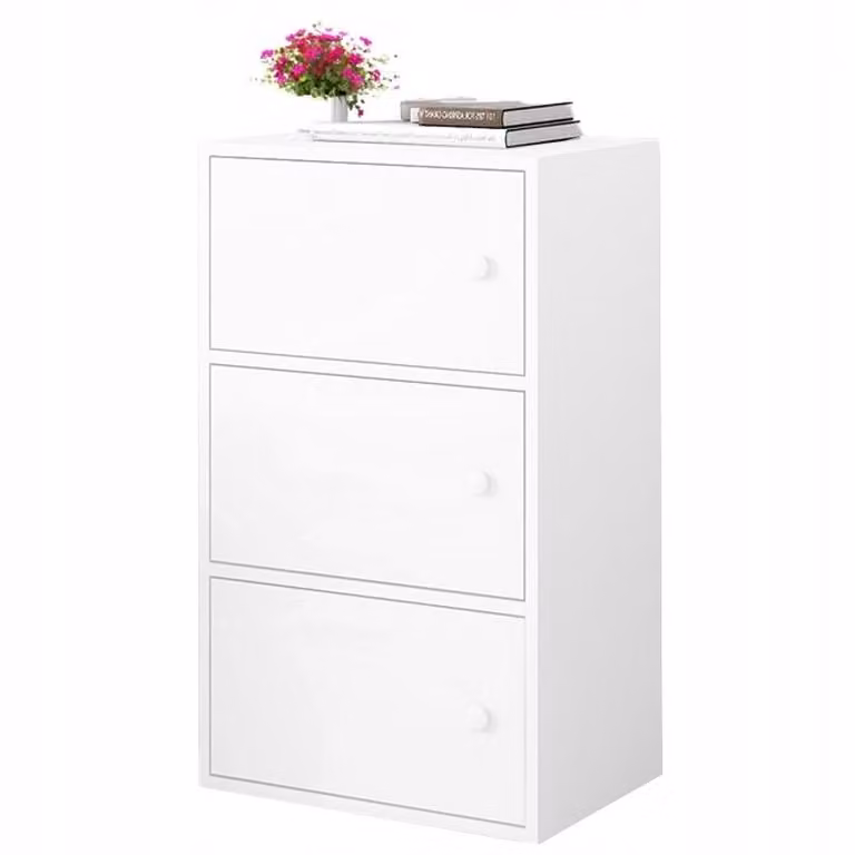 Comò moderno e capiente, bianco, in stile retro-loft