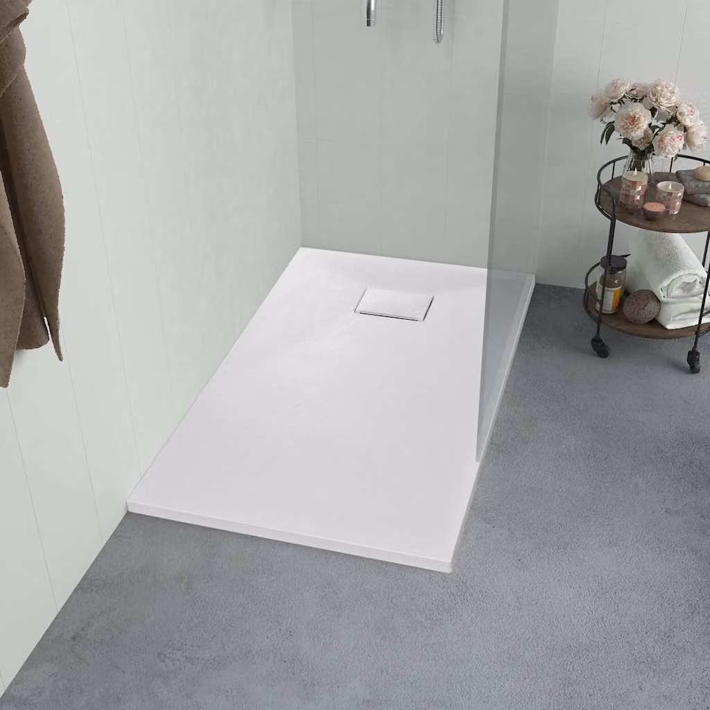 Piatto doccia rettangolare vidaXL in mineral cast bianco con superficie anti-slip L: 120 cm, P: 70 cm – 1