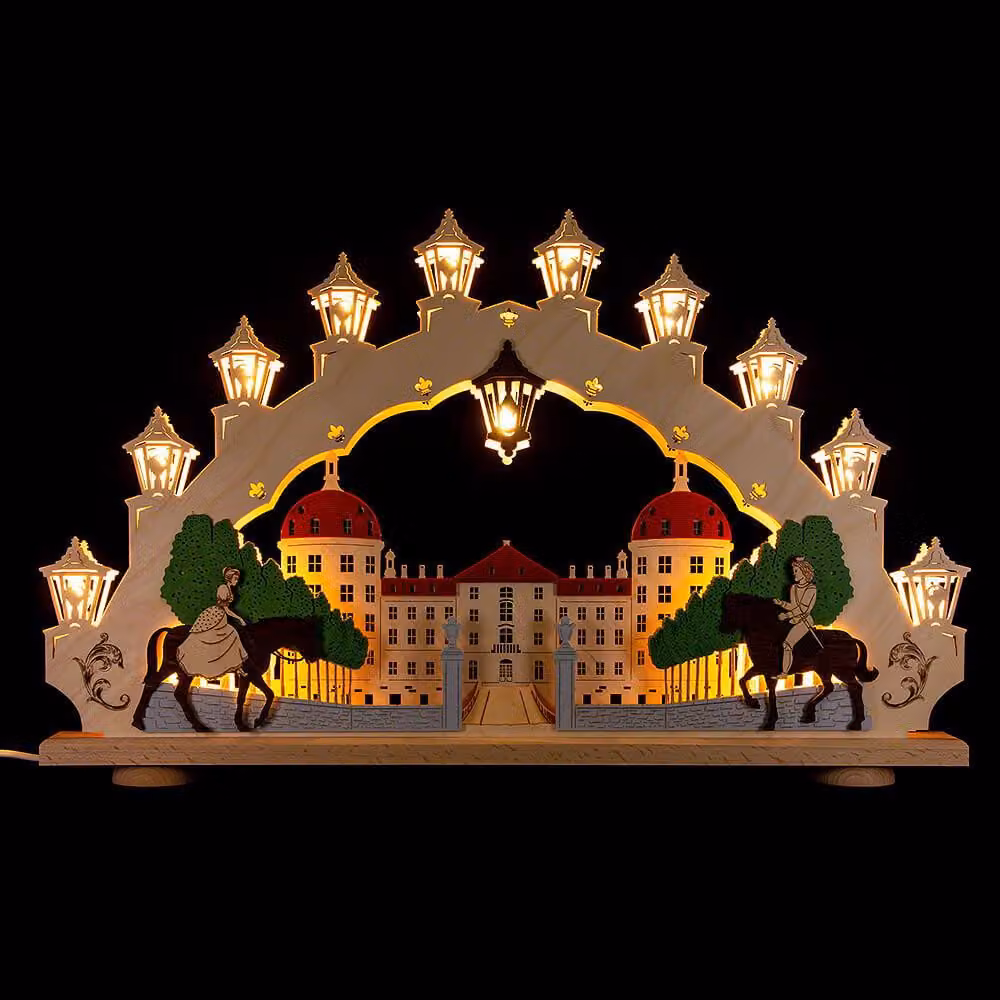 Arco per candele Castello di Moritzburg con illuminazione a LED LxHxP 66x41x6cm NUOVO