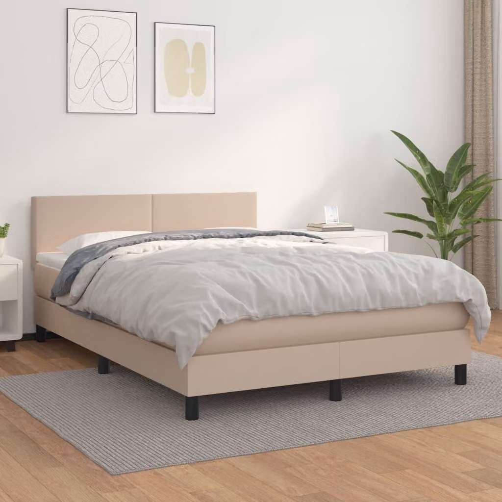 Maison Exclusive - Giroletto a Molle con Materasso Cappuccino 140x200cm Pelle finta