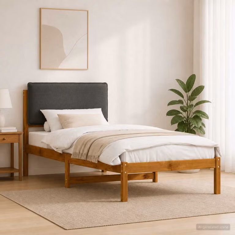 vidaXL Letto con Testiera Rivestita Naturale e Grigio Scuro