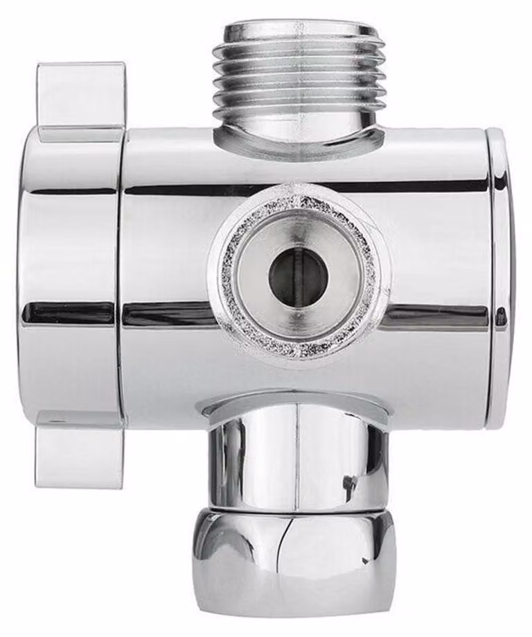 Adattatore a T a 3 vie da 1/2 pollice per vasca da bagno, soffione doccia, rubinetto deviatore montato sul braccio