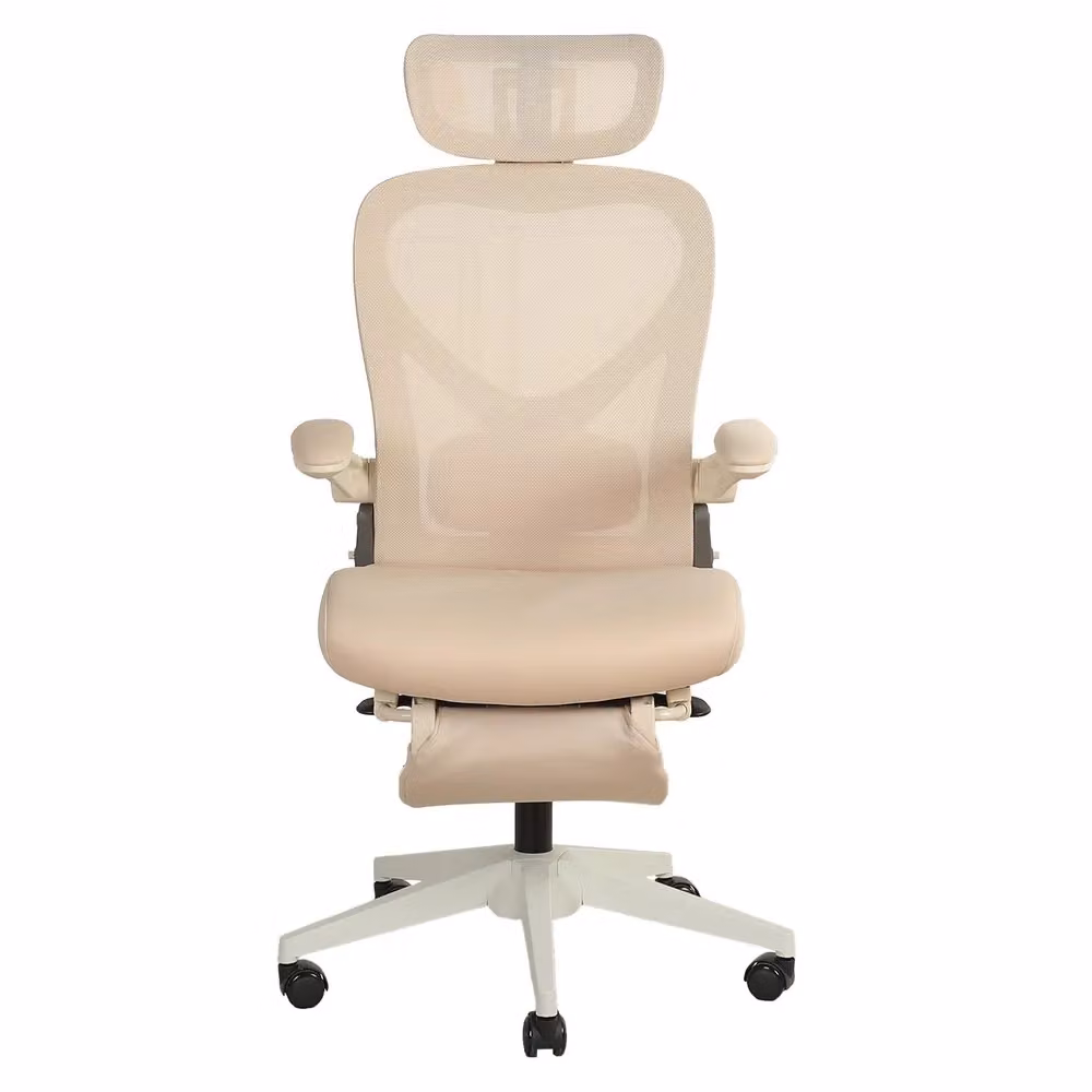 Sedia da ufficio ergonomica pieghevole Minimal beige con struttura in metallo e braccioli – 2