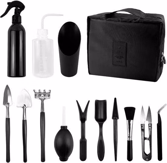 Set completo di strumenti per bonsai Unyqoos® – Set da giardinaggio per bonsai realizzato in acciaio resistente e antiruggine, con impugnature in plastica antiscivolo e borsa per il trasporto, ideale per principianti e appassionati di giardinaggio
