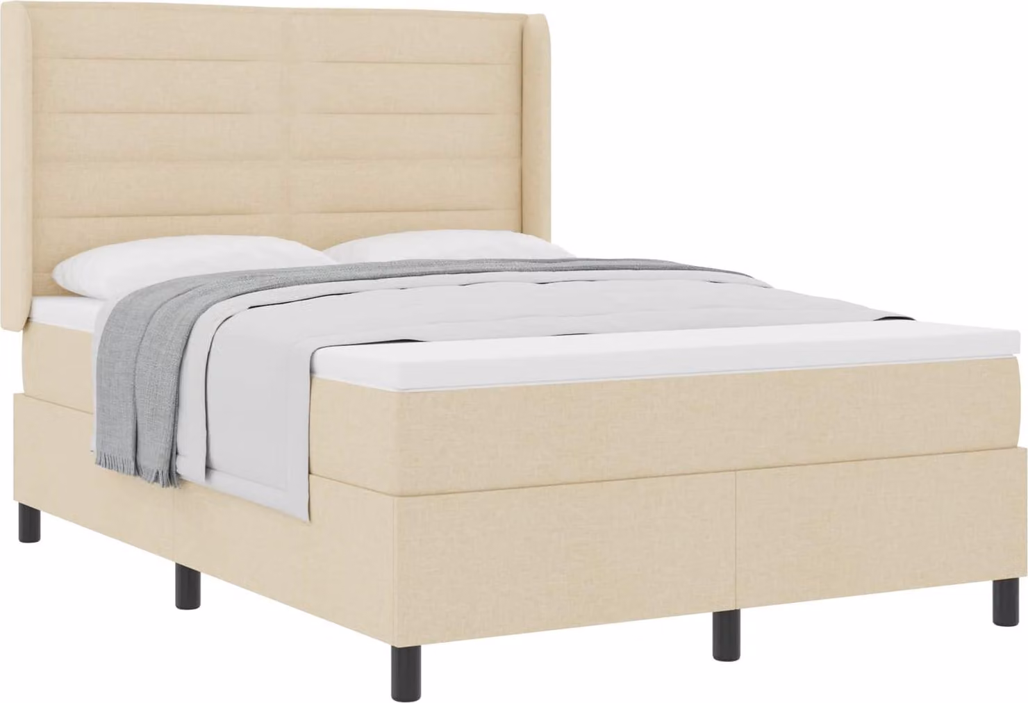 Letto a molle con materasso Crema 190 x 140 cm Tessuto