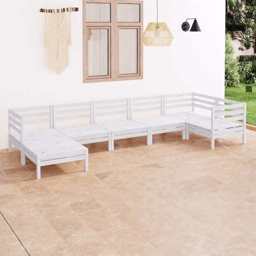 Maison Exclusive - Set Salotto da Giardino 7 pz in Legno Massello di Pino Bianco