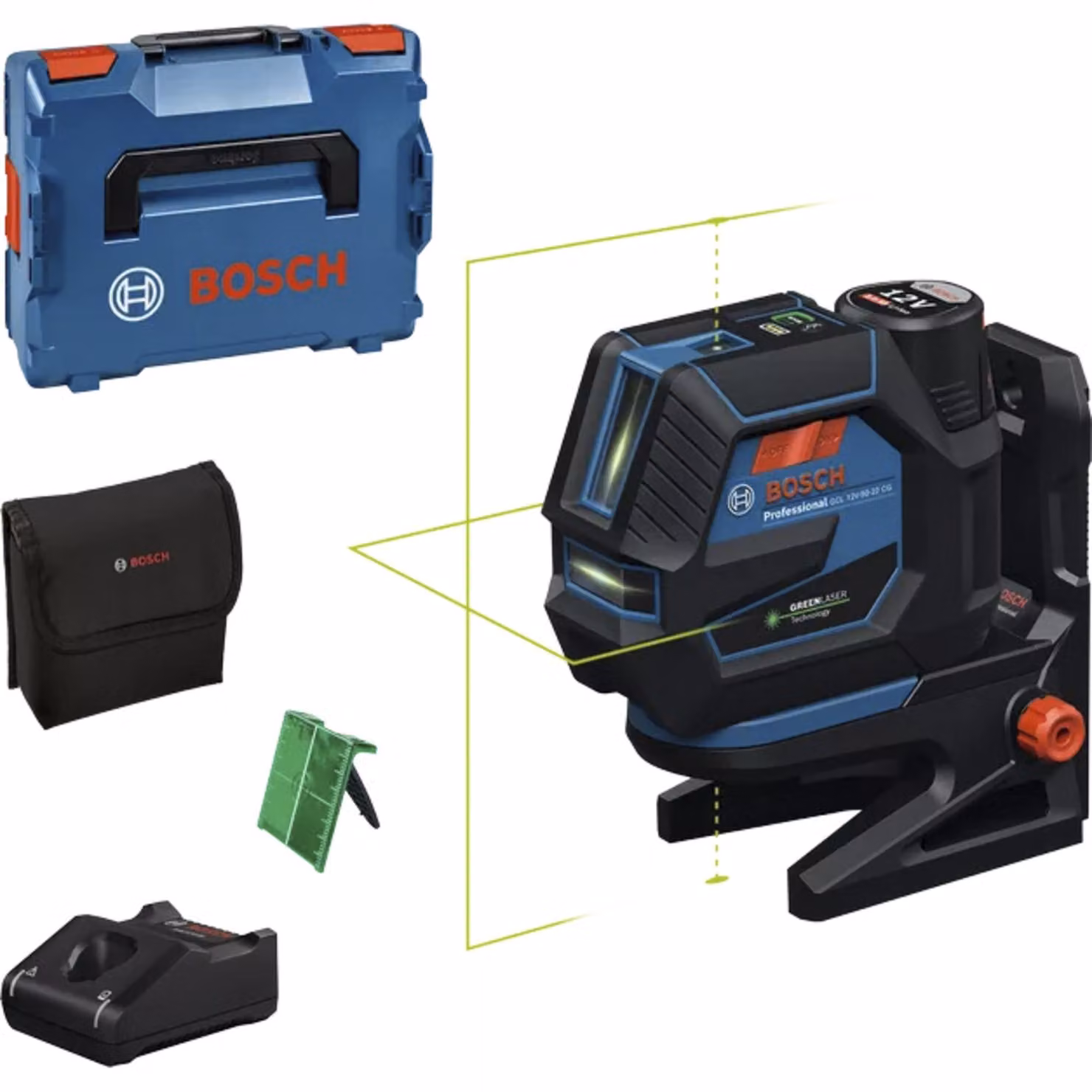 BOSCH GCL 12V-50-22 CG Combination Laser + RM 20 Holder + GBA 12V 2.0Ah Battery in L-Boxx