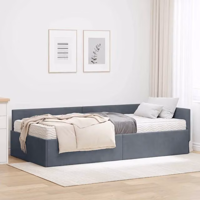 Struttura Letto Angolare con Materasso 2 pz-Giroletto con materasso Grigio Velluto 937286