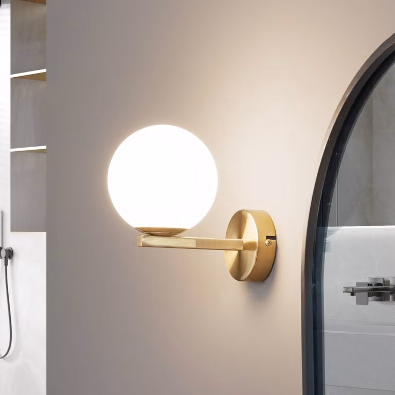 Applique da parete Bidolo Lucande, dimmerabile, Ottone / Oro, Bagno, Metallo, Applique