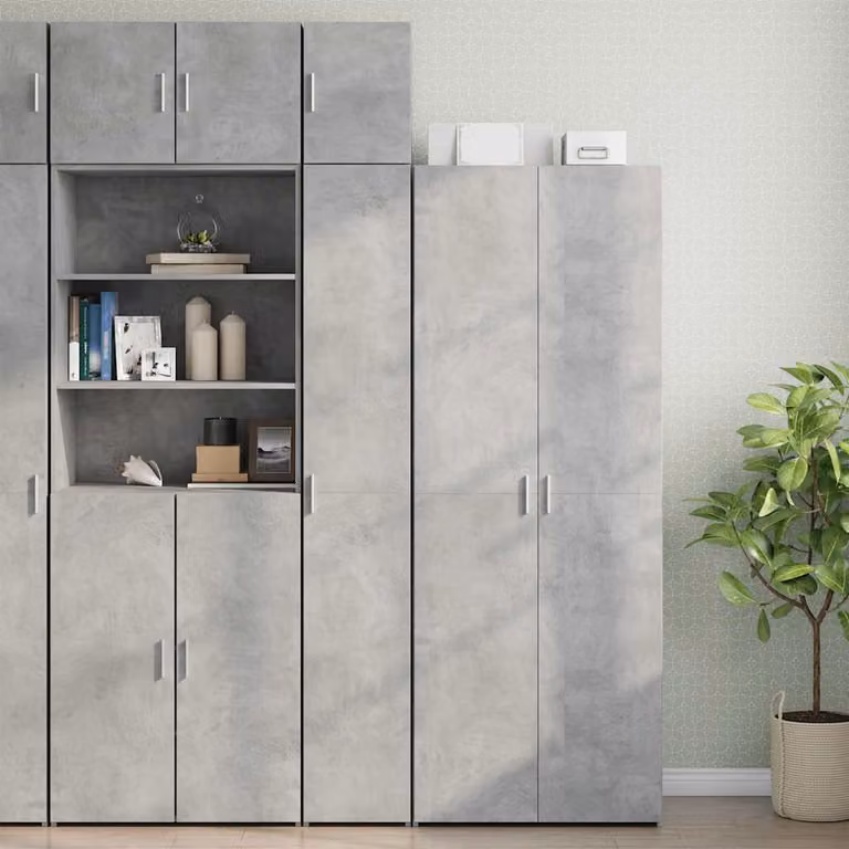 Mobile sottile vidaXL in MDF grigio cemento con ante a battente, L/P/H: 30 x 42,5 x 225 cm