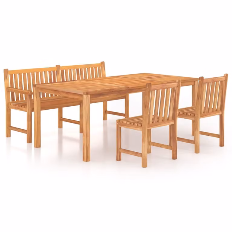 Set da Pranzo per Giardino 4 pz in Legno Massello di Teak
