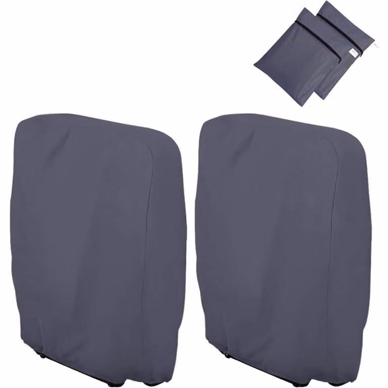 Copertura protettiva per sedie pieghevoli, confezione da 2, in tessuto Oxford, resistente al vento, con protezione UV, antipolvere, dimensioni 110x71 cm, colore grigio scuro