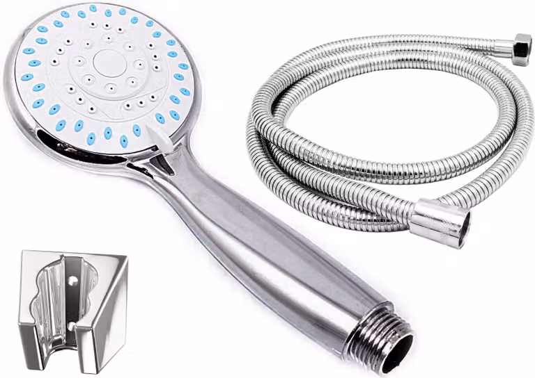 Granitan - Set doccia - Sistema doccia - 5 tipi di getto - Cromo - 150 cm - con doccetta e flessibile doccia