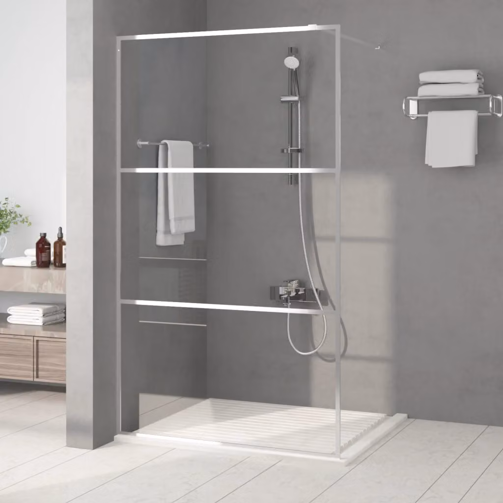 Parete doccia walk in vidaXL in vetro trasparente con finitura argento, L: 115 cm, H: 195 cm
