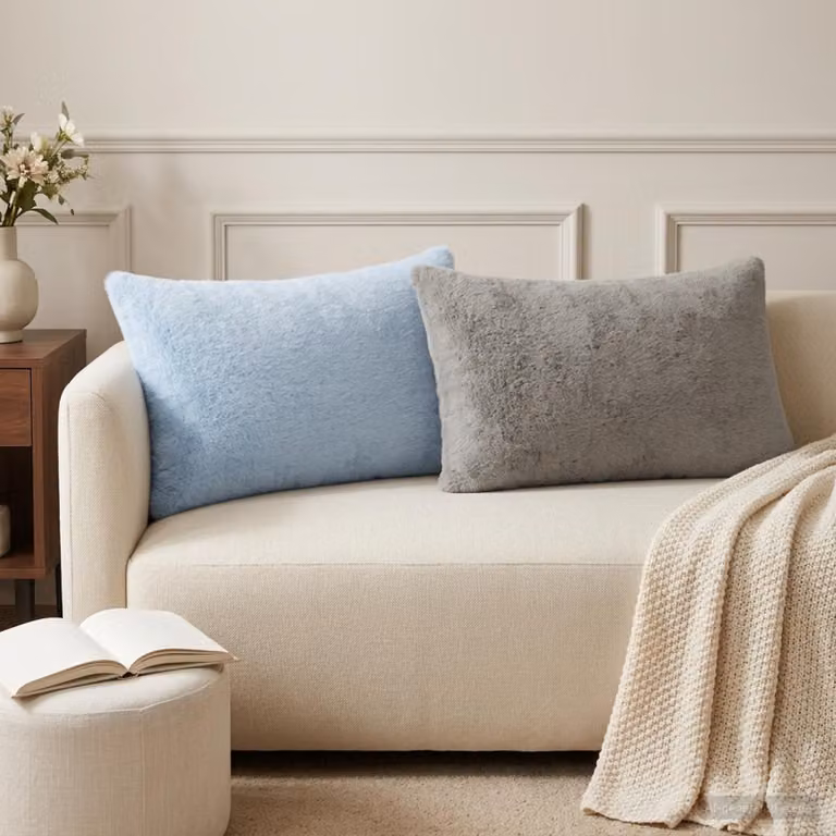 Set di 2 federe vidaXL HEERLEN in ecopelliccia grigio chiaro, L 50 cm x P 80 cm