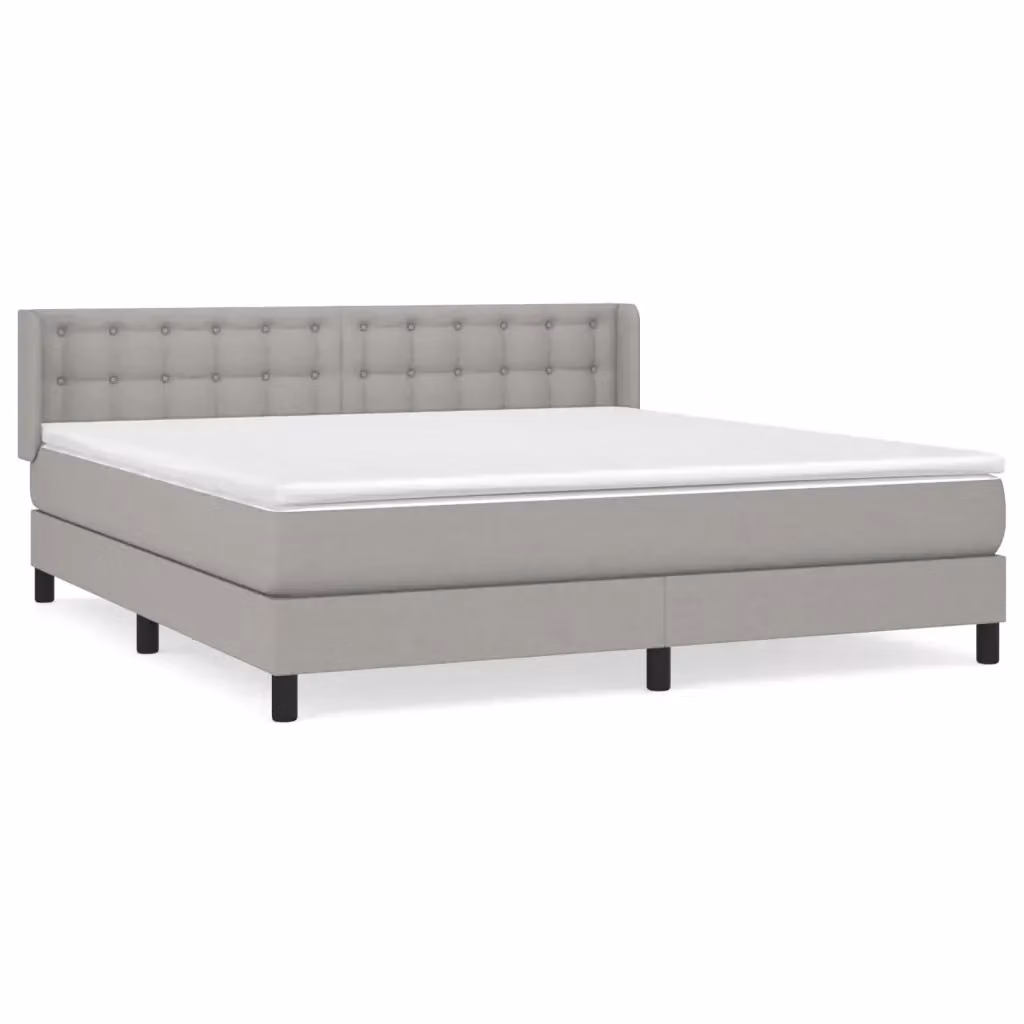 Giroletto a molle con materasso vidaXL in tessuto grigio chiaro e bianco, L/P/H: 183 x 203 x 88 cm – 2