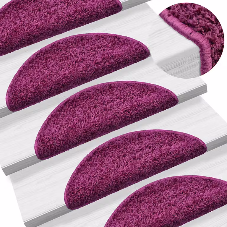 vidaXL Set di 20 Tappetini per Scale Semicircolari Viola, Antiscivolo e Autoadesivi, L: 56 cm, P: 17 cm, H: 3 cm