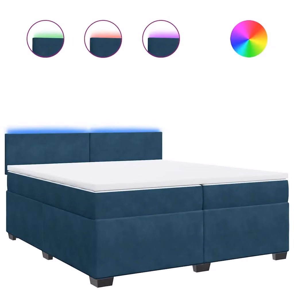 Letto Ibrido con Materasso e Struttura Imbottita in Velluto Blu e Bianco vidaXL L/P: 200 x 200 cm – 2