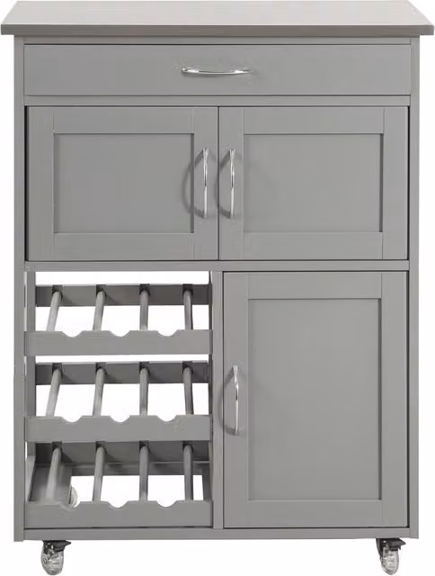 Carrello di servizio SOBUY in legno e MDF Grigio opaco per cucina moderna L 87 cm x P 37 cm x H 67 cm