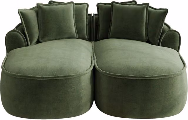 Divano modulare Chenille verde senza telaio con chaise longue extra ampia e cuscini inclusi