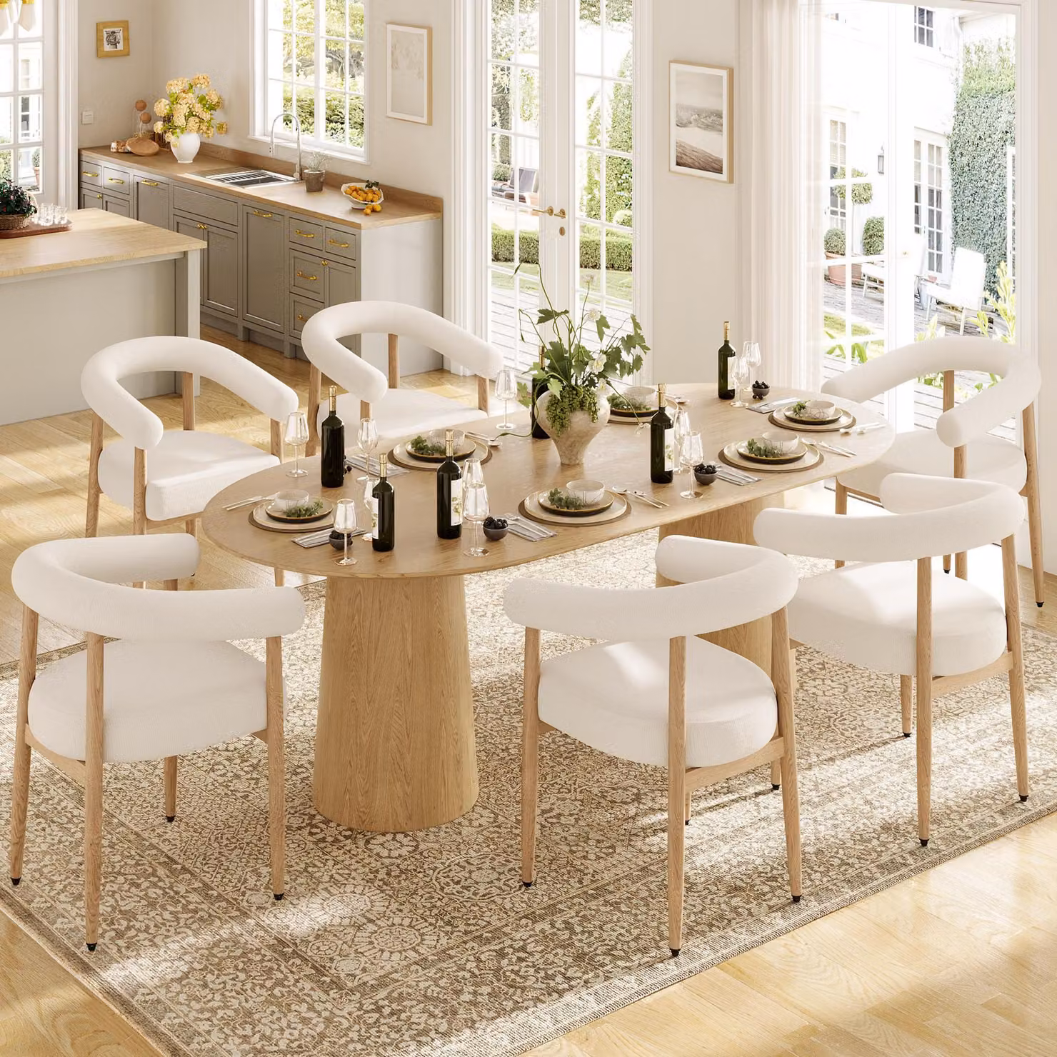 Set di 6 sedie da pranzo Flieks con comoda imbottitura, comode sedie con robusta struttura in metallo, sedie da cucina 48,5 x 40,5 x 78 cm, bianco