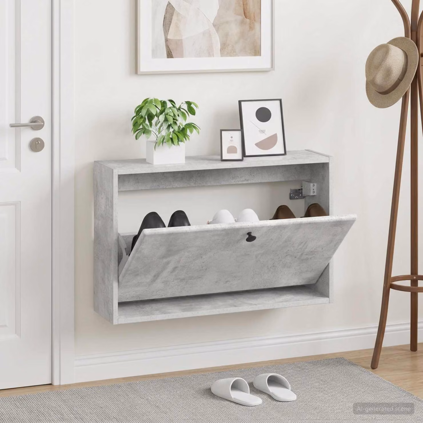 vidaXL Mobiletto per Scarpe da Muro BREDA Moderno con Scomparti Basculanti, L: 71 cm, P: 17 cm, H: 43 cm