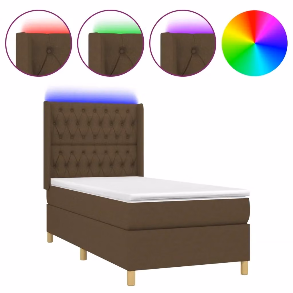 Letto Ibrido con Materasso e Illuminazione LED vidaXL, Marrone e Bianco, L/P/H: 200 x 100 x 128 cm – 2