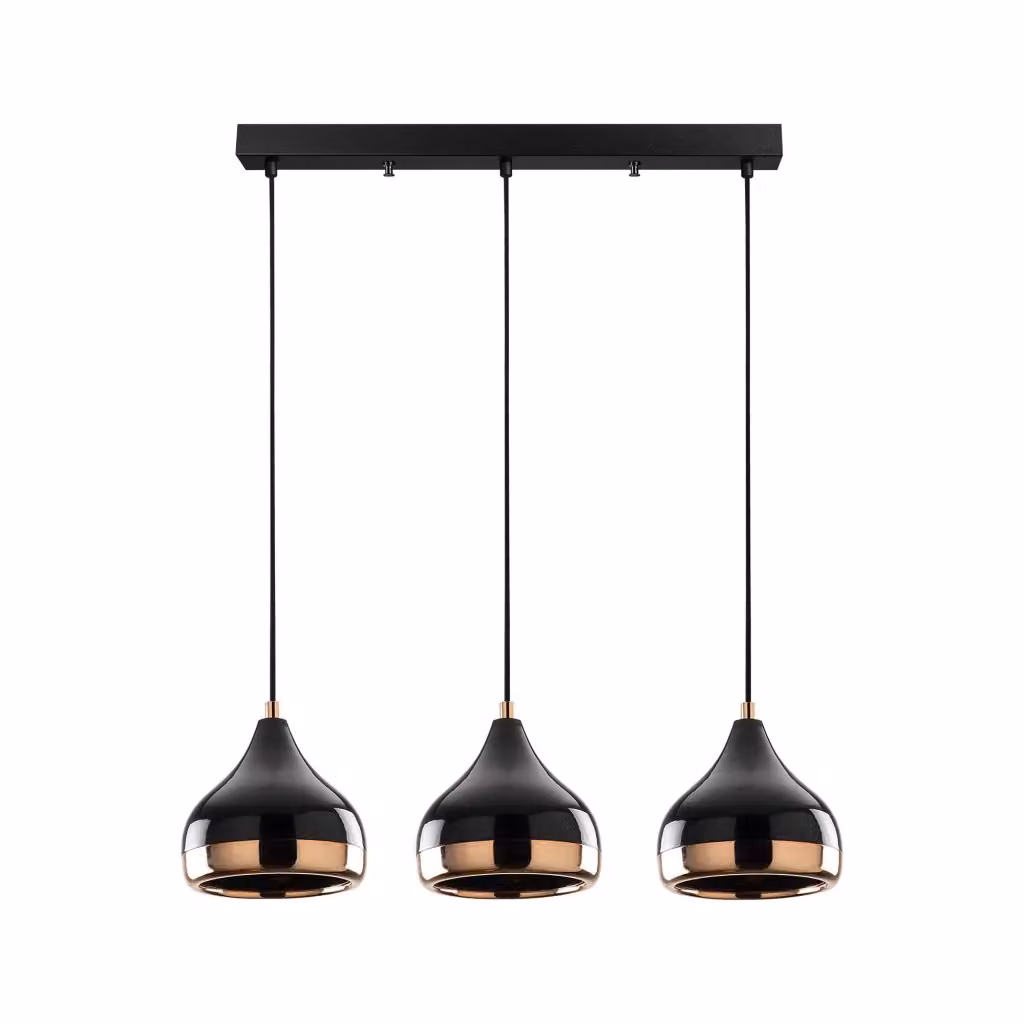 Lampada a Sospensione Vernate DMORA in Metallo e Vetro, Nero e Rame – 2