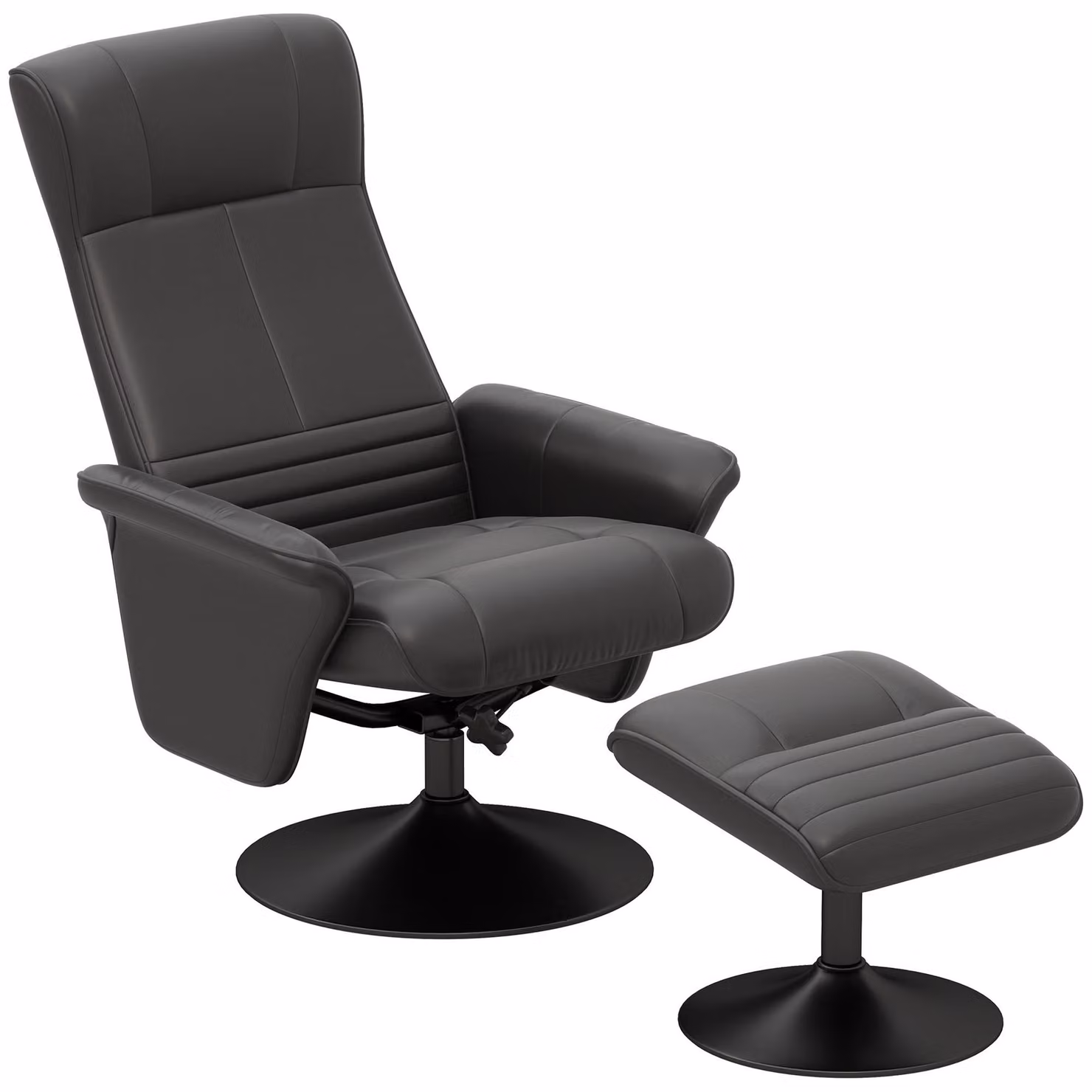 Poltrona relax HOMCOM con poggiapiedi; poltrona girevole da TV con funzione reclinabile