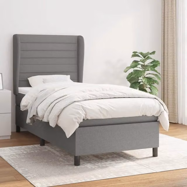 Letto Ibrido vidaXL con Giroletto a Molle e Materasso Grigio e Bianco L/P/H: 100 x 200 x 4 cm – 1