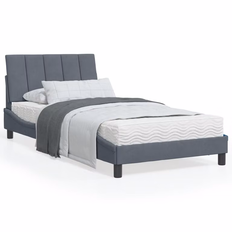 Letto con Materasso Hanko vidaXL in Velluto Grigio Scuro L/P: 100 x 200 cm