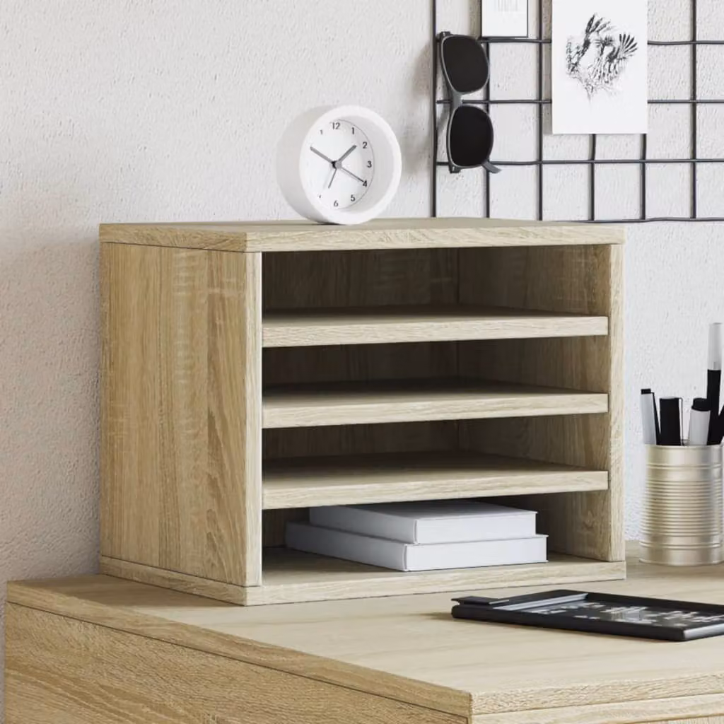 Organizer da scrivania vidaXL in legno multistrato color rovere sonoma, L: 36 cm, P: 26 cm, H: 29,5 cm