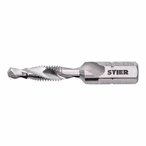 STIER Punta per rubinetto combinata M5 DIN 3126 HSS-G 1/4" codolo esagonale destrorso Rubinetto a taglio singolo foro passante