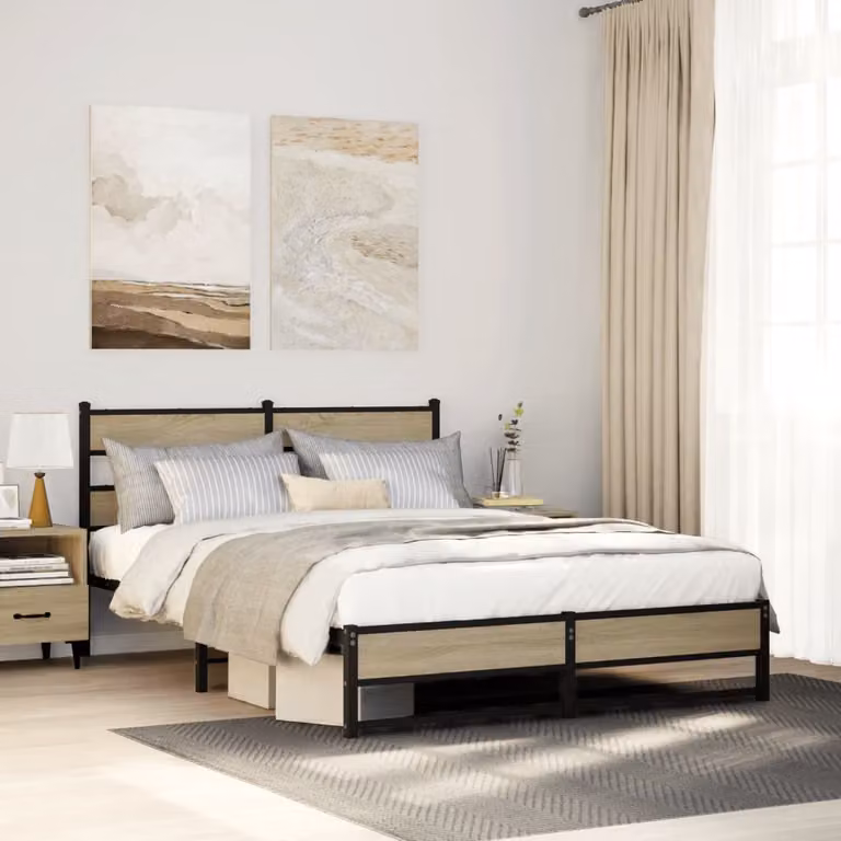 Giroletto in metallo e MDF vidaXL colore Rovere Sonoma, L 140 x P 200 cm