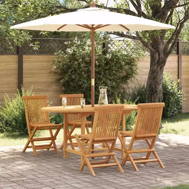 Set da Pranzo per Giardino 5 pz Marrone Legno di teak solido 3157128