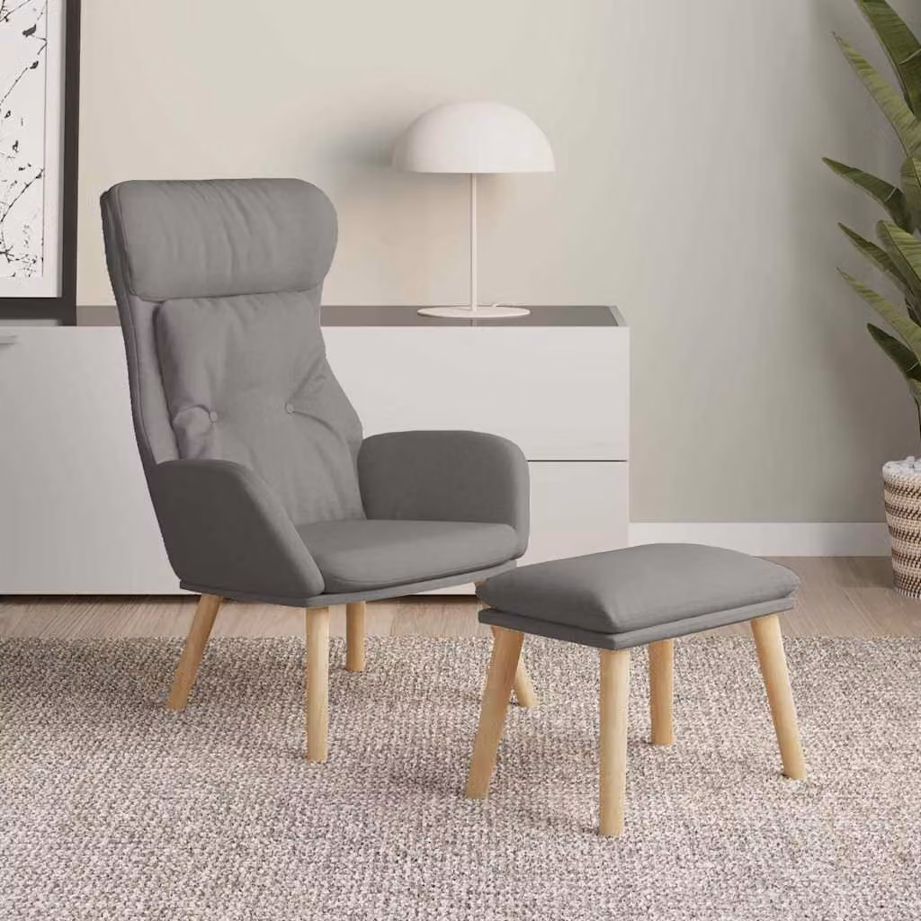 vidaXL Poltrona Relax con Poggiapiedi Grigio Chiaro in Tessuto e Struttura in Metallo