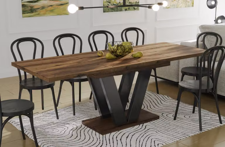Tavolo da pranzo a colonna Endo-Moebel Lara 130cm - 210cm allungabile sincrono (rovere Monastero)