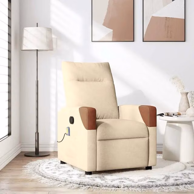 Poltrona Reclinabile Relax vidaXL in Tessuto con Braccioli, Beige e Marrone